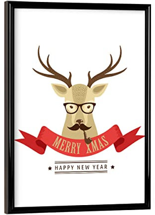 artboxONE Poster mit schwarzem Rahmen 18x13 cm Tiere Hipster Hirsch - Bild Hirsch Deer elch