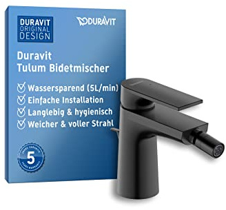 Duravit Tulum mitigeur de bidet, avec garniture d'écoulement, saillie 126mm, TU2400001046, TU2400001046, Colorazione: Nero opaco