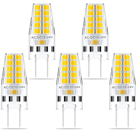 GY6.35 LED Bombillas 3W, AC/DC 12-24V Regulable G6.35 LED 300LM, Equivalente para bombillas halógenas de 30W, sin parpadeo, 5-Pack (Color : Warm White 3000K)
