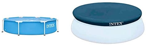 Intex 28205NP - Piscina desmontable redonda INTEX, piscina Metal Frame, medidas Ø244x51 cm + 28020 - Cobertor piscina hinchable Easy Set 244 cm