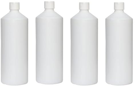 Palm Safe 4pcs 1 Litre HDPE Durable Plastic Bottles BPA Free Refillable Reusable with Non Leak Flip Caps