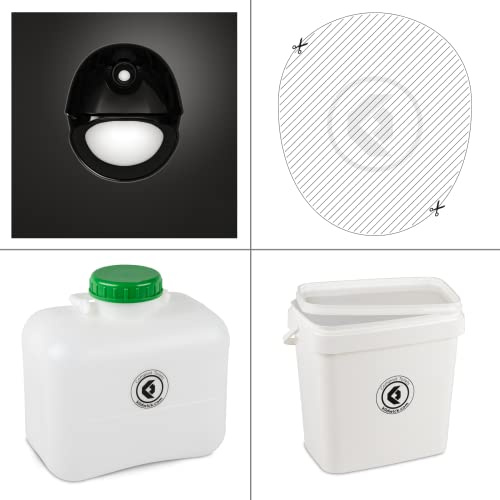 Kildwick FreeLoo M DIY Trenntoiletten-Set, Trenneinsatz Klassik XL schwarz | Trenneinsatz: 48x48x15 cm (BTH); Behälter: 9,5l flüssig, 9,5l fest; für individuellen Selbstbau; wasserlos &chemiefrei