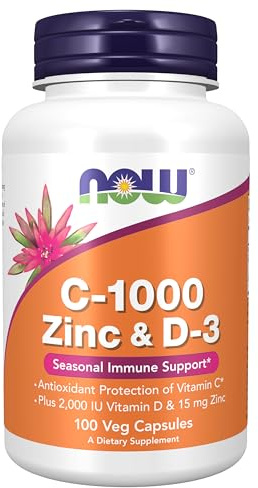 Now Supplements, C-1000 Zinc & D-3, Seasonal Immune Support*, 100 Veg Capsules
