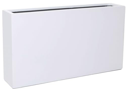 VIVANNO Bac à Plantes Slim Séparation de pièce Fibre de Verre Blanc Mat - Résistant aux intempéries et Durable 50x90x20 cm