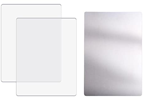 BAOFALI 3 Pcs Standard Cutting Pads and Metal Shim Set for Die Cutting Machine;Clear Polycarbonate Plastic Cutting Plates,Cutting Pads Die Cutting Plates 8 3/4 x 6 1/8 x 1/8 inch / 6x8.5 Inch