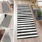 Teppichmatten Läufer Lang Flur rutschfest Küche Teppich Schwarz Korridor 100x180cm Weiß Gestreift Kücheläufer Waschbar Meterware Polyester Wohnzimmer Schlafzimmer 40 - 120cm Breit, Anpassbare Größe