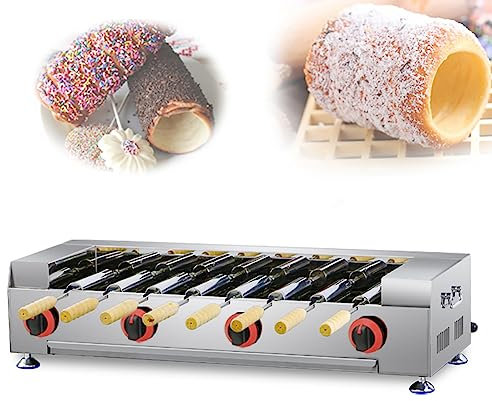 BOBVB Four à gâteau, Machine à gâteau de cheminée à gaz, Machine à cône de crème glacée Donut Donut avec 8 Rouleaux, Grille-Pain, Pain de cheminée pour Restaurant, Maison, Cuisine, Snack-Bar