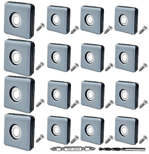 DXLing 16 Pezzi Feltrini in Teflon 25mm Piedini per Mobili in Teflon Feltrini Sedie con Vite Teflon Mobili Scivoli con Chiodo Scivoli per Sedia per Spostare Feltrini per Mobili con Trapani e Punte