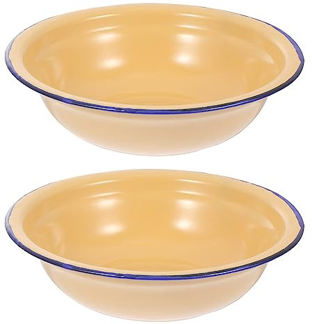 BESTonZON 2 Pz Zuppiera Smaltata Ciotola Infrangibile Piatto Piano Smaltato Piccoli Lavabi Ciotola Da Portata Smaltata Coppa Gelato Lavabo Smaltato Nostalgia Porcellana Smalto Di Ferro