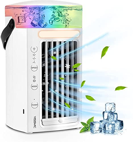 Enfriador de Aire silencioso para el hogar - Unidad de Enfriador de Aire de Ahorro de energía - Acondicionadores de Aire móviles de 3 velocidades Ajustables, para el dormitori