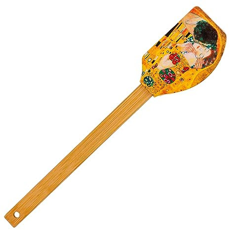 Espátula de Cocina en Silicona con Estampado y Mango de Bambú de 31 cm, Libre de BPA (El Beso)