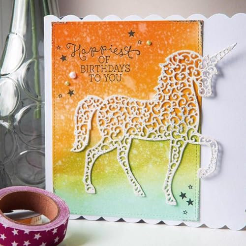 Metall-Stanzschablonen, 11,5 x 11 cm, Einhorn-Metall-Stanzschablonen, Schablonen, Scrapbooking, Album, Karten, Dekoration