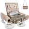 31-teiliges Picknickkorb-Set für 4 Personen mit isoliertem Futter und wasserdichter Decke, Weinbeutel, großer Weidenkorb für Camping, Outdoor, Valentinstag, Weihnachten für Paare, Kirschrot