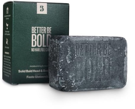 BETTER BE BOLD Festes Duschgel 110 g – Mit Bio-Kokosöl & Aktivkohle – pH-neutrale Reinigung für Kopf, Körper & Bart – Vegan & plastikfrei – Bold aquatic fresh Duft – Handgemacht in Deutschland