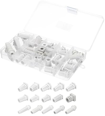 QUARKZMAN 35 pezzi di Assortimento di connettori per cavi antistrappo Manicotto per boccola per cavi per protezione isolante del cavo elettrico, bianco