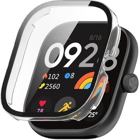 Wigento Für Xiaomi Redmi Watch 4 Kunststoff Smart Watch Hülle + H9 Schutzglas Cover Transparent