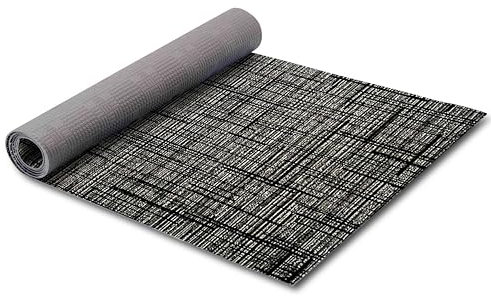 HomeLife Tappeto Cucina Antiscivolo Lavabile 52X350 Made in Italy | Passatoia Antimacchia in PVC Interni e Esterni, Moderna Fantasia di Linee su Sfondo Nero | Tappeti Runner Lungo in Gomma [350 cm]