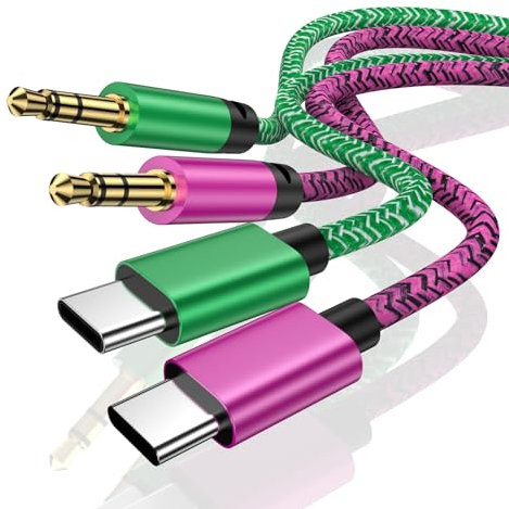 USB C to 3.5mm Aux Jack Cable,2Pack 3.3FT Aux to USB C Headphone Type C Lead for Car Stereo,Samsung Galaxy S25 S24 Ultra S23 S22+ S21 A55 A54 A15 A16,iPhone 16 15,Huawei,Google Pixel,Headphone,Speaker