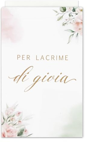 Sacchetti Fazzoletti Matrimonio Per Lacrime di Gioia, Buste Porta Fazzoletti Solo per Lacrime di Gioia Matrimonio, Rosa Fiori Elegante, Decorazione Matrimoio Regalo (100pz)