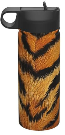 Tiger Skin Bouteille d'eau isotherme pour enfants avec paille réutilisable en acier inoxydable 532 ml
