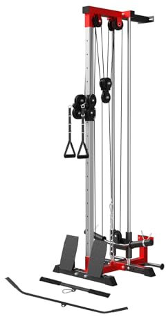Wall Mount Cable Station, Cable Crossover Machine with Adjustable 18 Positions Dual Pulley System, Space Saving High/Low Cable Crossover Machine for Home Gym Fitness Equipment