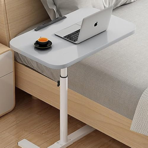 Adjustable Overbed Table for Hospital Bed - Overbed Laptop Table, Wheels, Grey