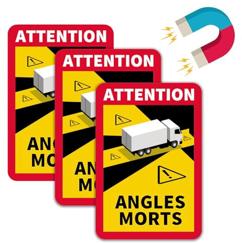 Ksvaye 3 Stück Auto Toter Winkel Magnet Aufkleber Frankreich 25 x 17cm Angles Morts Magnet Wohnmobil Hinweiszeichen Schild Frankreich Attention Angles Morts Magnet Aufkleber Frankreich LKW Bus
