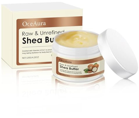 Beurre de Karité, Beurre de Karité Bio, Beurre de Karité Crème Pur et Naturel, Beurre de Karité lisse naturel pour le corps,Beurre de Karité Suitable for All Skin and Hair Types (120ml)