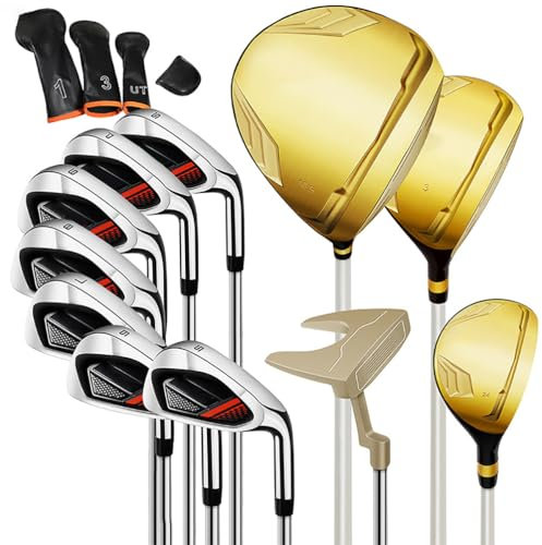 Set Mazze da Golf, Set Mazze da Golf per Mano Destra da Uomo da 11 Pezzi, con Borsa di Supporto, Driver, Legno da Fairway, Ibrido e Putter, Adatto a Golfisti Uomini e Donne Sport all'Aria Aperta