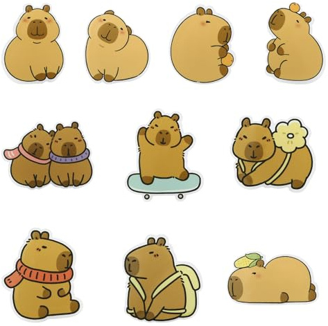 Lot de 10 broches Capybara pour enfants, garçons, filles, t-shirts, sacs, vêtements, sacs à dos, accessoires cadeau, Small, Acrylique