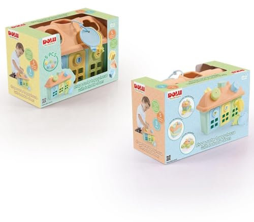 DOLU � Shape Sorter Happy House - Kids PlayHouse with Lockable Doors and Keys, Baby Activity Toy Shape Sorter For Children From 12 Months, 5 Shapes