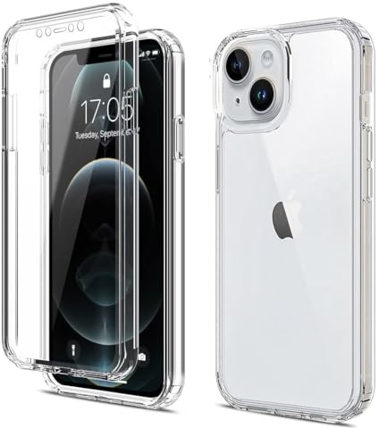 Apple iPhone 13 Mini Front and Back Case, Transparent Clear Fully Protection PC Hard Soft Cover Bumper Shockproof For iPhone 13 Mini