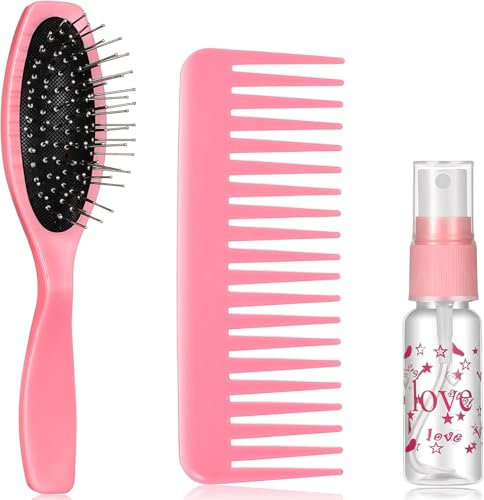3PCS Juego de Peluquería para Niños, con Cepillo Desenredante, Peine de Dientes Anchos, Botella de Spray, Accesorios para Muñecas 18 Pulgadas, Juguete Regalo para Niñas 3+ Años