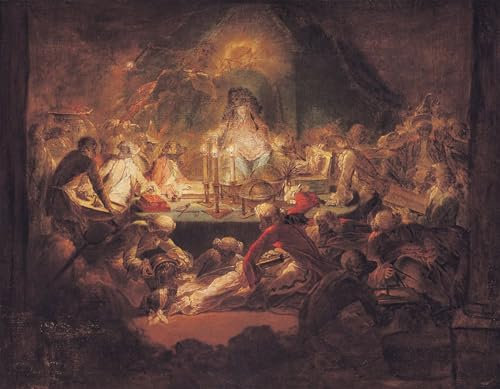 PMEFGJDPE Berühmte Gemälde Deko Kunstdrucke Bilder Tier Poster die tierischen Freimaurer von Gabriel De Saint Aubin Abstrakte Leinwand Kunst für Wohnzimmerdekoration 60x90cm