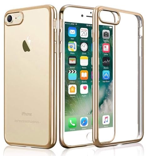 Case for iPhone SE 2022 5G / iPhone SE 2020 / iPhone 7 / iPhone 8 - Silicone Soft Gel Transparent Shockproof Phone Cover For iPhone SE 2022 (Gold)