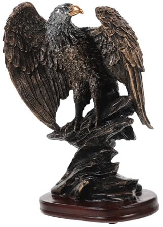 BESPORTBLE Eagle Statue Aus Hochwertigem Resin Detaillierte Adler Skulptur FüR Wohn- Und BüRodekoration Realistische Vogelfigur Dunkelbraun