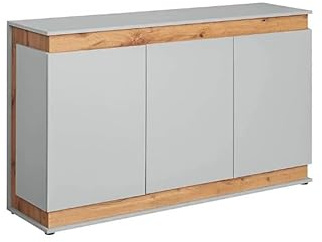 Berlin Sideboard Cabinet – Grey & Oak Artisan W150 x H91 x D40 cm | Sleek Handle-Free Storage with Organised Compartments