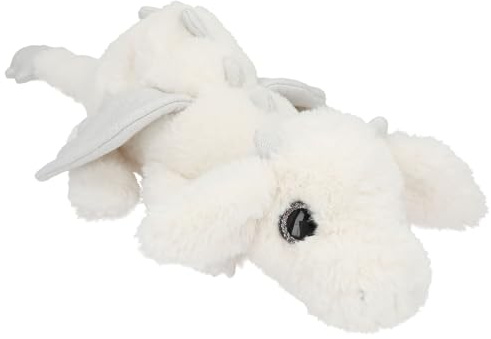 Depesche 13864 Snukis - Doudou Dragon en Blanc, avec Fourrure Douce et Yeux argentés Scintillants, Peluche de 20 cm env.