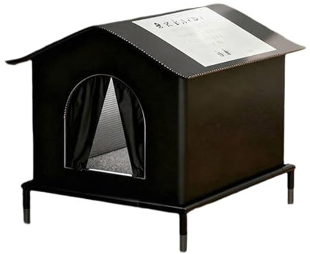 Milageto Maison pour Chat pour l'Extérieur, Abri Imperméable et Isolée pour Chats Strays pour l'Extérieur, Lit pour Chien Confortable et Douillet, Cabane Imperméable pour Porche de Grange, Noir, M