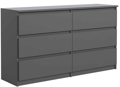 Masseno Kommode NUDO 120 cm Sideboard mit 6 Schubladen und Türen für Wohnzimmer Schlafzimmer Modern 120x39x78,5 cm Anthrazit/Anthrazit