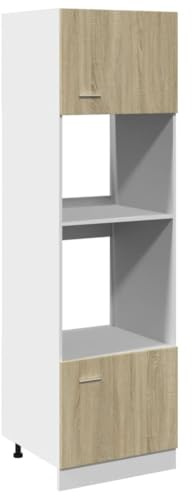 HETFTJN Lyon Armoire micro-ondes en chêne Sonoma 60 x 57 x 207 cm Meuble haut avec espace de rangement Design moderne pour cuisine, salle à manger, couloir