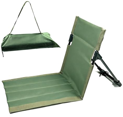 Tceapoo Bodenstuhl mit Rückenlehne, faltbar, inkl. Tragetasche | Grün, leichter und kompakter Strandsitz für Strand, Picknick, Park, See, Camping und Garten
