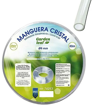 EDM 74253 Manguera Cristal con Ø INT 8 mm x Ø Ext 12 mm, 50 m