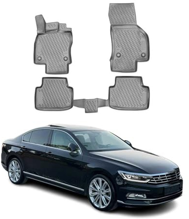 OMAC Fußmatten für VW Passat 2005-2011 TPE 4X Grau | Gummimatten, Automatten, Allwetter, fahrzeugspezifisches Produkt, Antirutsch, 3D-Passform, wasserdicht