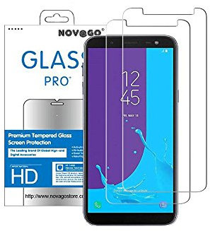 NOVAGO Galaxy J6 2018 J600 Pack DE 2 Films Protection Écran Verre trempé Résistant et Transparent, Films Plus Petits Que l'écran compatible avec Samsung J6 2018
