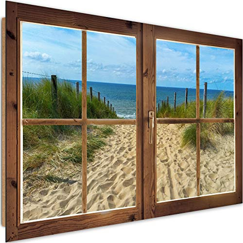 Feeby Quadro Decorativo XXL 3D Finestra Stampa Arte Spiaggia Mare multicolore 120x80 cm
