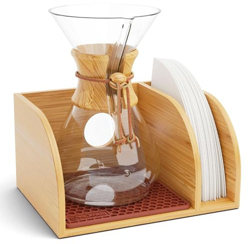 Hexnub Coffee Organizer Station für Chemex, Bodum und Coffee Gator gefilterte Kaffeemaschine Bamboo Caddy Station (Organizer Station)