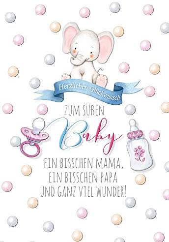 KE - Glückwunschkarte Geburt - Karte zur Geburt - mit Blindprägung - Karte Geburt - DIN B6 - inkl. Umschlag, Motiv: Mama und Papa