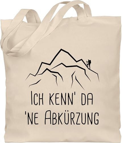 Shirtracer Baumwolltasche - Hobby Outfit - Ich kenn' da 'ne Abkürzung - schwarz - Unisize - Naturweiß - berg beutel berge jutebeutel wander tragetasche wandern baumwolle wandern, bags bergmotiv tote