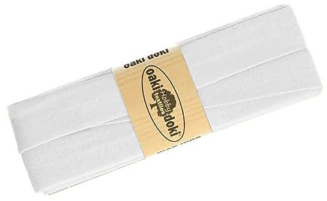Schrägband Jersey 3m Breite 20mm Oaki Doki Tricot de Luxe Einfassband elastisch über 80 Farben, Farbe:weiß
